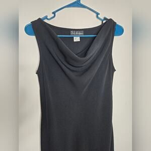 S.L. Fashions Sleeveless Black Evening Dress Size 8 wth Asymmetrical Hemline